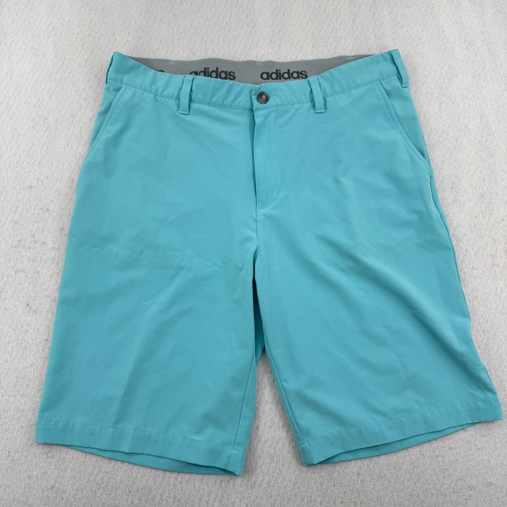 Adidas Mens Golf Shorts Teal Blue Size 34 Stretch Performance Athletic Casual